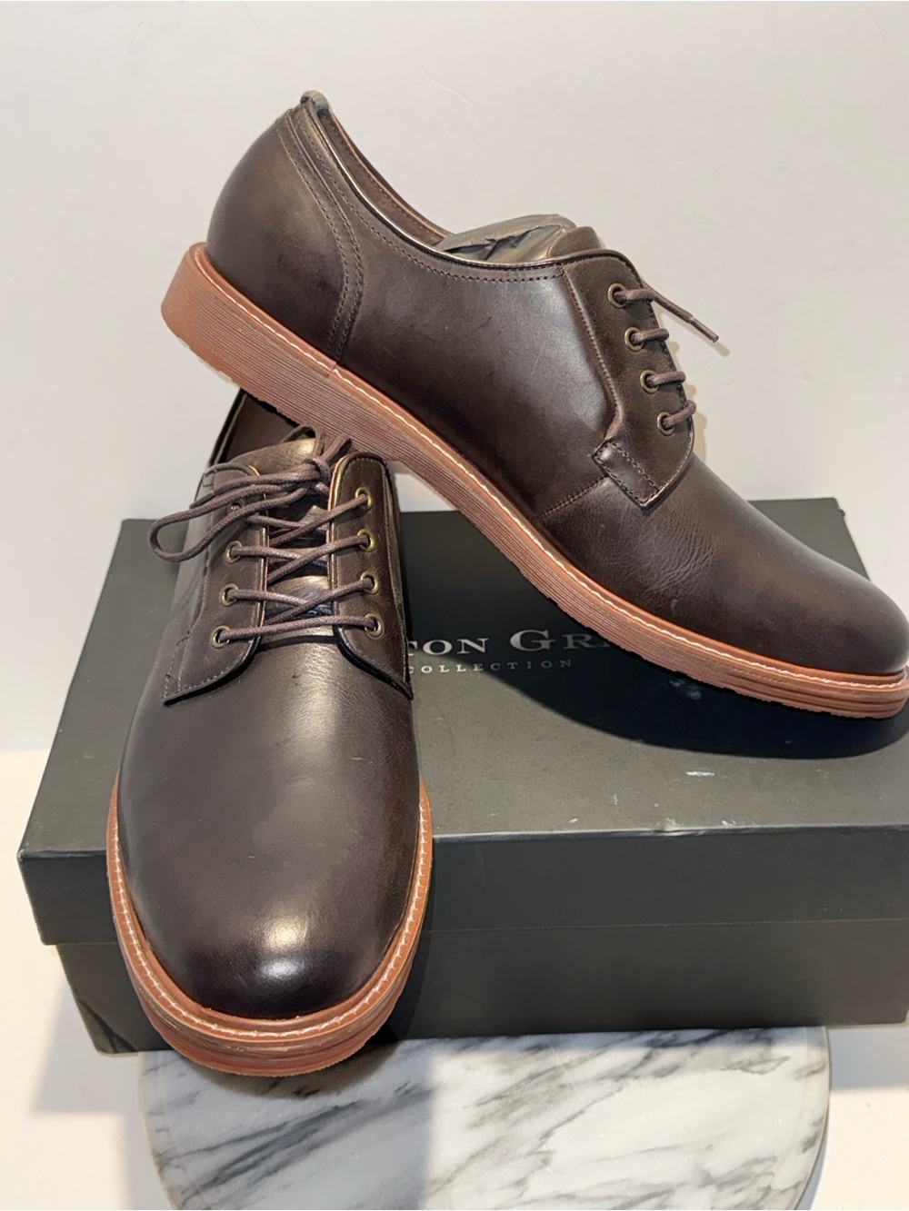 Ashton Grey Cenalian Men's Size 13 Brown Leather Oxford Dress Shoes New In Box